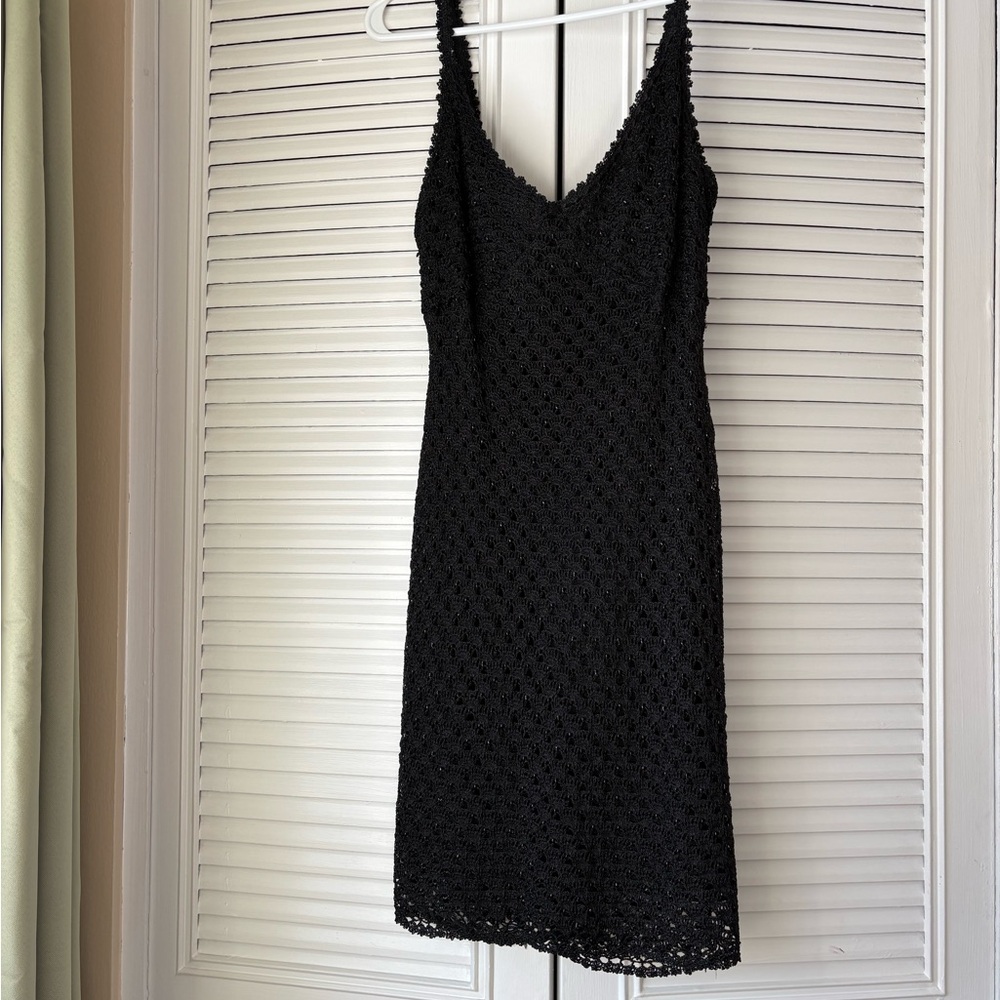 Elegant Black Crochet Dress